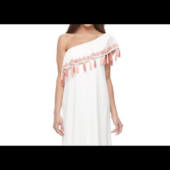 White one shoulder linen dress NWT - Picture 3 of 3